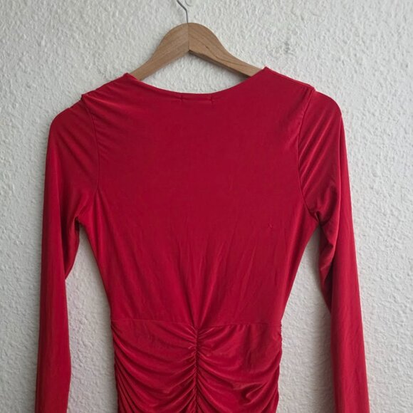 PrettyLittleThing shape Red Slinky Ruched Mini Dress in Red Women's Size US 6 - Picture 7 of 9